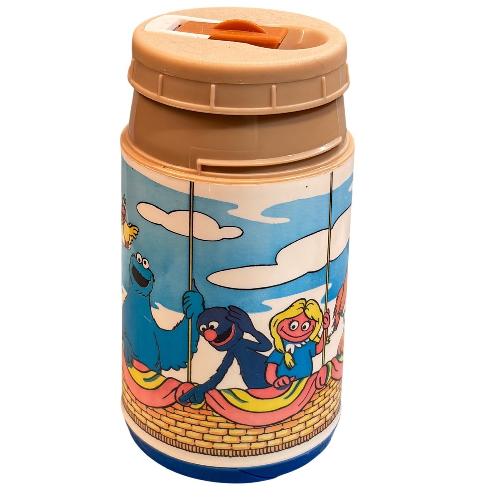 Vintage Aladdin Sesame Street Thermos 8oz Big Bird Cookie Monster Bert Ernie
